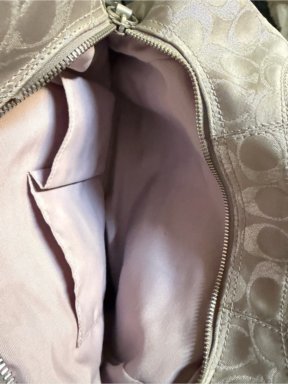 Coach Metallic Taupe Signature Shoulder Bag - Picture 8 of 9